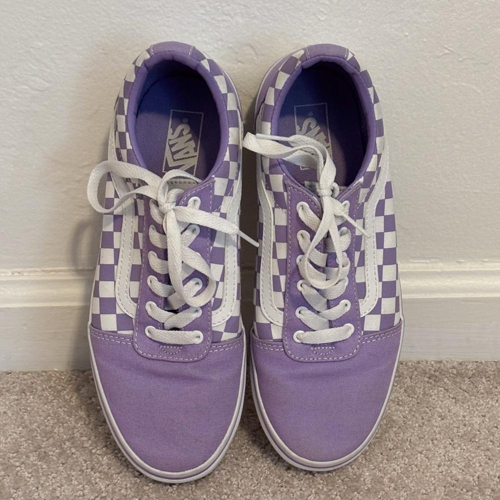Vans Lavender and White Checkered Shoes